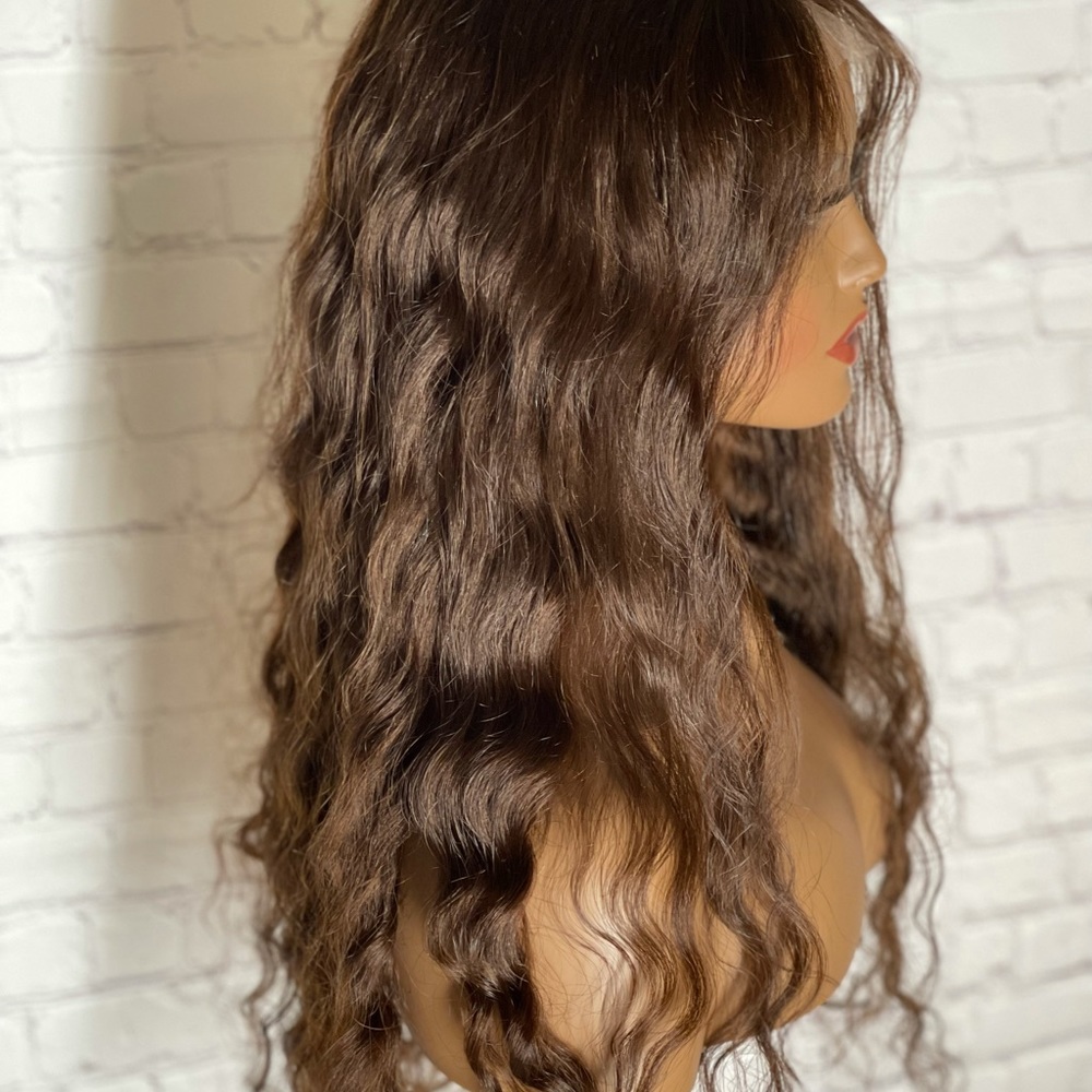 24 Inch Long Human Hair Loose Wave Wig In The Color Brown| 5x5 HD Lace BrownWig